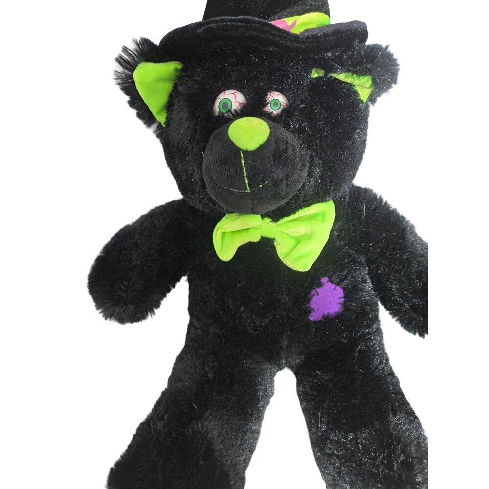 Fiesta Black Zombie Cat with Green Accents & Witch Hat and Blood Shot Eyes